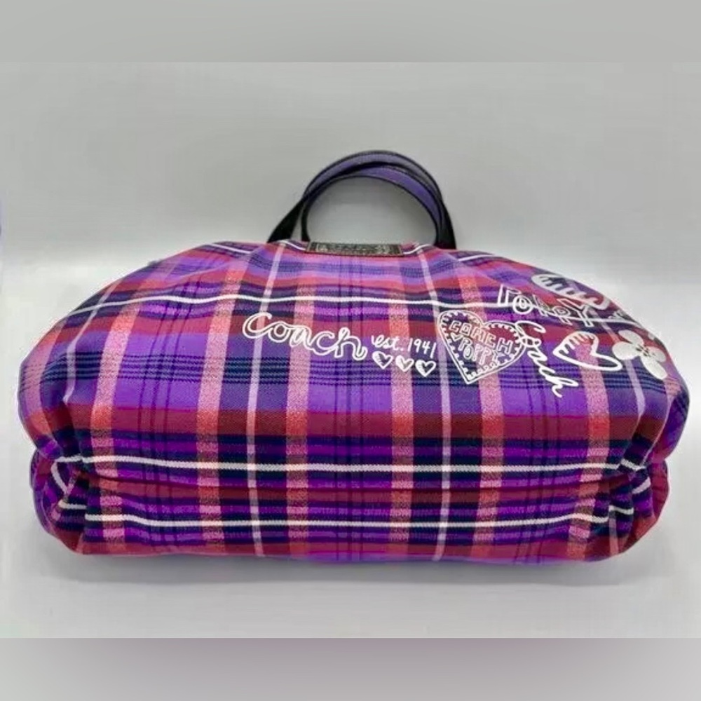 Rare! New Coach Poppy Tartan Glam Bag-Large - Picture 5 of 5